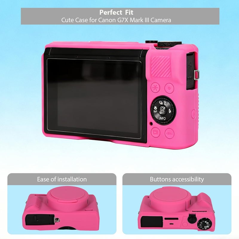 Frevyve Case for Canon G7X Mark III Camera, Soft Silicone Protective Case, Slim Fit Sleeve with Removable Lens Cover and Screen Protector Accessories, Lightweight, Anti-Scratch (Peach Pink) - Image 3